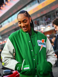 A’ja Wilson Gatorade Varsity Jacket Varsity Jacket unisex front product view | Dash Racegear — Varsity Jacket Gatorade – A’ja Wilson Team Spirit Layer