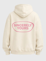 Sincerely Yours Gloss Pocket Hoodie Hoodie unisex detail view 8 | Dash Racegear — Cream casual hoodie featuring a distinctive shiny pocket detail, balancing comfort with a modern street-ready appearance.