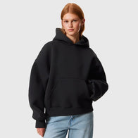 Weekday Scuba Hoodie Hoodie unisex detail view 3 | Dash Racegear — Weekday black oversized fleece hoodie with scuba pullover style