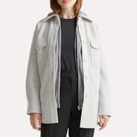 Womens Grey Oversized Wool Shirt Shirt women front product view | Dash Racegear — Grey Oversized Wool Shirt Jacket