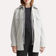 Womens Grey Oversized Wool Shirt Shirt women front product view | Dash Racegear — Grey Oversized Wool Shirt Jacket
