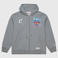 M&N x Cookies Full-Zip Hoodie Hoodie unisex front product view | Dash Racegear — Unisex grey fleece zip-up hoodie from Mitchell & Ness Cookies 2025f