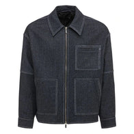 Mens Grey Denim Jacket Denim Jacket men front product view | Dash Racegear — Grey Denim Jacket