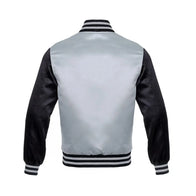 Mens Grey and Black Varsity Jacket Varsity Jacket men detail view 2 | Dash Racegear — Grey Bomber Varsity Jacket