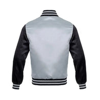 Mens Grey and Black Varsity Jacket Varsity Jacket men detail view 2 | Dash Racegear — Grey Bomber Varsity Jacket
