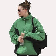 Hailey Bieber Green Half-Zip Anorak Jacket Jacket unisex detail view 4 | Dash Racegear — Green Half-Zip Anorak Jacket – Hailey Bieber Signature Style