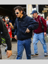 Harry Styles Prada Cotton Jacket Jacket unisex detail view 4 | Dash Racegear — Prada navy blue zip jacket inspired by Harry Styles, stylish and ideal for trendy streetwear looks.