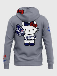 Dodgers Hello Kitty Hoodie Hoodie unisex detail view 7 | Dash Racegear — 2026 Dodgers Hello Kitty Night hoodie in grey, cozy pullover style for stylish fan outfit comfort.