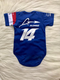 F1 Renault Alonso Alpine Racing romper jersey 100% cotton | Blue... - baby romper image 2