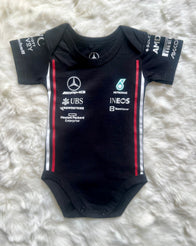 baby bodysuits F1 Mercedes Racing romper Hamilton | Black Edition - baby romper image 1