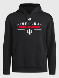 Indiana Hoosiers Fleece Hoodie Hoodie unisex front product view | Dash Racegear — 2026 Indiana Hoosiers Unisex Black Fleece Hoodie with a relaxed fit and cozy comfort for everyday casual wear.
