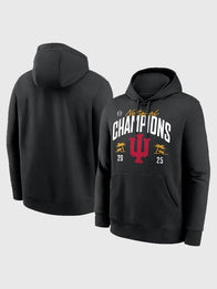 Indiana Hoosiers 2025 National Champions Hoodie Hoodie unisex front product view | Dash Racegear — Black Indiana Hoosiers College Football Playoff 2025 Champions hoodie, fan-favorite style for season-long pride.