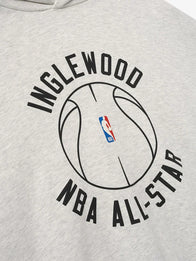 Essentials Inglewood x All Star Weekend Hoodie Hoodie unisex detail view 4 | Dash Racegear — Grey 90s-style fleece hoodie from Essentials Inglewood x All Star Weekend '26, featuring retro logos and comfort.