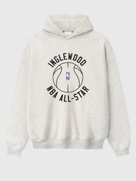 Essentials Inglewood x All Star Weekend Hoodie Hoodie unisex detail view 2 | Dash Racegear — Soft grey fleece hoodie from Essentials Inglewood x All Star Weekend '26, perfect for streetwear and fan pride.