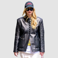 Jennifer Lawrence Black Blazer Blazer unisex front product view | Dash Racegear — Jennifer Lawrence Black Blazer – Timeless Fashion Piece for Modern Women