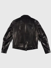Jensen Huang Signature Black Leather Trucker Jacket Jacket unisex detail view 3 | Dash Racegear — Tom Ford black leather trucker jacket inspired by NVIDIA CEO Jensen Huang with refined everyday sophistication.