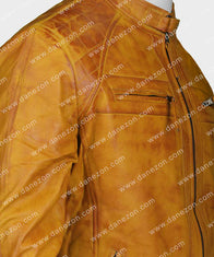 John Tan Brown Leather Jacket Leather Jacket unisex detail view 3 | Dash Racegear — John Brown Tan Slimfit Jacket