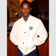 F1 The Movie 2025 Damson Idris White Jacket Jacket unisex detail view 3 | Dash Racegear — F1 The Movie promo jacket worn by Damson Idris