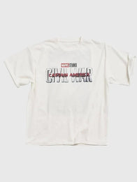 JOURNAL STANDARD Relume x Captain America T-Shirt Shirt unisex front product view | Dash Racegear — Journal Standard x Marvel Captain America Civil War T-Shirt in White featuring a soft feel, casual fit, and superhero-inspired graphic style.