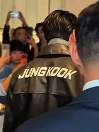 Jungkook CK JK Leather Jacket Leather Jacket unisex detail view 3 | Dash Racegear — back image of Jungkook CK JK Black Leather Jacket 2026