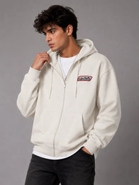 Jungkook x Calvin Klein Hoodie Hoodie unisex detail view 7 | Dash Racegear — Calvin Klein x Jungkook hoodie in off-white with K-pop fan merchandise wording, zip-front layout, and soft texture