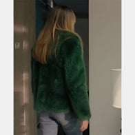 High Potential 2025 Kaitlin Olson Green Fur Coat Coat unisex detail view 3 | Dash Racegear — High Potential 2025 Kaitlin Olson Green Fur Coat