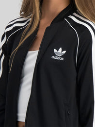 Kendall Jenner Adidas 2026 Jacket Jacket unisex detail view 2 | Dash Racegear — Adidas 2026 black cropped bomber jacket with three stripes and Kendall Jenner style for streetwear appeal.