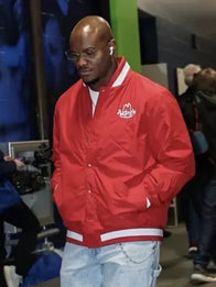 Kenneth Walker Arby’s Jacket Jacket unisex front product view | Dash Racegear — Kenneth Walker Arby’s Red Varsity Bomber Jacket with statement branding, designed for fans who like bold fashion.