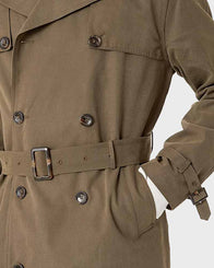 Mens Notch Lapel Khaki Coat Coat men detail view 2 | Dash Racegear — Mid-Length Khaki Peacoat for Mens