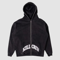 Kill Crew Zip-Up Hoodie Hoodie unisex front product view | Dash Racegear — Zip-Up Kill Crew Hoodie – Edgy and Comfortable Outerwear