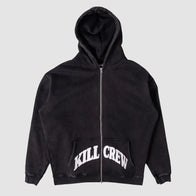 Kill Crew Zip-Up Hoodie Hoodie unisex front product view | Dash Racegear — Zip-Up Kill Crew Hoodie – Edgy and Comfortable Outerwear