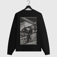 Kith for Scarface Tony Long Sleeve Tee Fashion Apparel unisex front product view | Dash Racegear — Soft cotton black long sleeve tee with Kith x Scarface branding and utility pocket