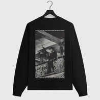 Kith for Scarface Tony Long Sleeve Tee Fashion Apparel unisex front product view | Dash Racegear — Soft cotton black long sleeve tee with Kith x Scarface branding and utility pocket