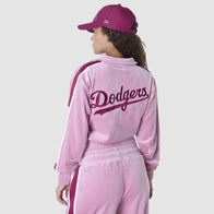 LA Dodgers Womens Pink Track Jacket Jacket unisex detail view 2 | Dash Racegear — LA Dodgers zip track jacket for women – soft, athletic, and fan-ready.