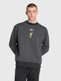 LFC Adidas 25/26 LFSTLR Crew Sweatshirt Sweatshirt unisex front product view | Dash Racegear — LFC adidas 25/26 LFSTLR Crew Sweatshirt, dark grey, versatile menswear for Liverpool supporters.