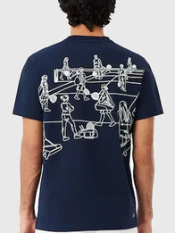 Lacoste Ultra Dry Printed Tennis T-Shirt Shirt unisex detail view 4 | Dash Racegear — Unisex navy blue Lacoste 2026 printed tennis tee, Ultra Dry comfort, perfect for training sessions and casual streetwear.