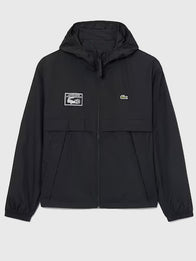 Lacoste x Alpine Jacket Jacket unisex detail view 3 | Dash Racegear — Black Lacoste x Alpine Hooded Jacket with a full zip design, comfortable fit, and refined motorsport-inspired aesthetic.