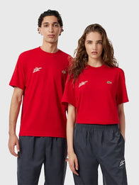 Lacoste x Alpine T-Shirt Shirt unisex detail view 2 | Dash Racegear — Lacoste x Alpine Women's Red Jersey Graphic T-Shirt 2026 featuring a soft feel, relaxed fit, and bold sporty-inspired design.