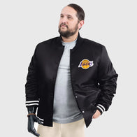 Lakers G-III Sports by Carl Banks Adaptive Satin Varsity Jacket Varsity Jacket unisex detail view 2 | Dash Racegear — G-III Sports Lakers Adaptive Jacket in varsity satin design 2025 collection