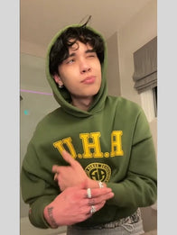 Landon Barker Green Hoodie Hoodie unisex front product view | Dash Racegear — Green Landon Barker Rhude unisex hoodie with pullover design, ideal for relaxed styling and street-ready looks.