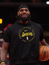 Lebron James Lakers Sleeveless Hoodie Hoodie unisex detail view 3 | Dash Racegear — Nike black LeBron James hoodie showing slight folds and relaxed silhouette for streetwear or casual gym use