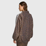 Adidas Leopard Firebird Track Jacket Jacket unisex detail view 3 | Dash Racegear — Adidas Firebird track jacket in brown with leopard print panels and oversized unisex fit