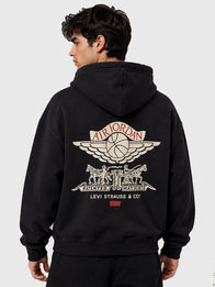 Levi’s x Jordan Full-Zip Hoodie Hoodie unisex detail view 7 | Dash Racegear — Levi's x Jordan Black Zip Hoodie for Unisex combining iconic label pairing with practical hood coverage and knit waistband
