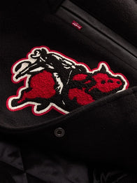 Levi’s x Jordan 2026 Varsity Jacket Varsity Jacket unisex detail view 6 | Dash Racegear — Wool and leather Levi’s x Jordan varsity jacket in black, 2026 release built for standout everyday wear.