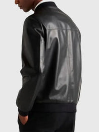 American Idol 2026 Lionel Richie Leather Bomber Jacket Bomber Jacket unisex detail view 4 | Dash Racegear — Sleek black leather bomber jacket from American Idol 2026, styled by Lionel Richie for a polished look.