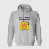 Little Miss Possessive Hoodie Hoodie unisex front product view | Dash Racegear — Classic pullover hoodie featuring the iconic Little Miss Possessive character.