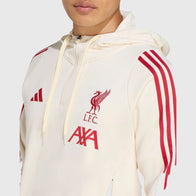 LFC Adidas 25/26 Domestic Training Hoodie Hoodie unisex detail view 4 | Dash Racegear — Liverpool FC white pullover hoodie in fleece from the Adidas 2025/26 range