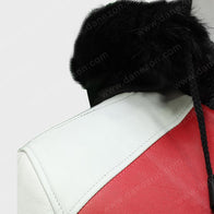8 Ball Logo Fur Hooded Leather Jacket Leather Jacket unisex detail view 4 | Dash Racegear — 8 Ball Logo Red and Black Jacket