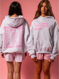 I Love You Say It Back Hoodie Hoodie unisex detail view 3 | Dash Racegear — Grey Lonely Ghost Ways To Say I Love You Say It Back women’s hoodie, casual oversized layer for everyday outfits.