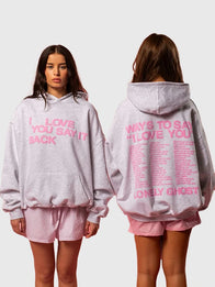 I Love You Say It Back Hoodie Hoodie unisex detail view 5 | Dash Racegear — Lonely Ghost Ways To Say I Love You Say It Back women’s oversized hoodie in grey, cozy style for casual everyday wear.